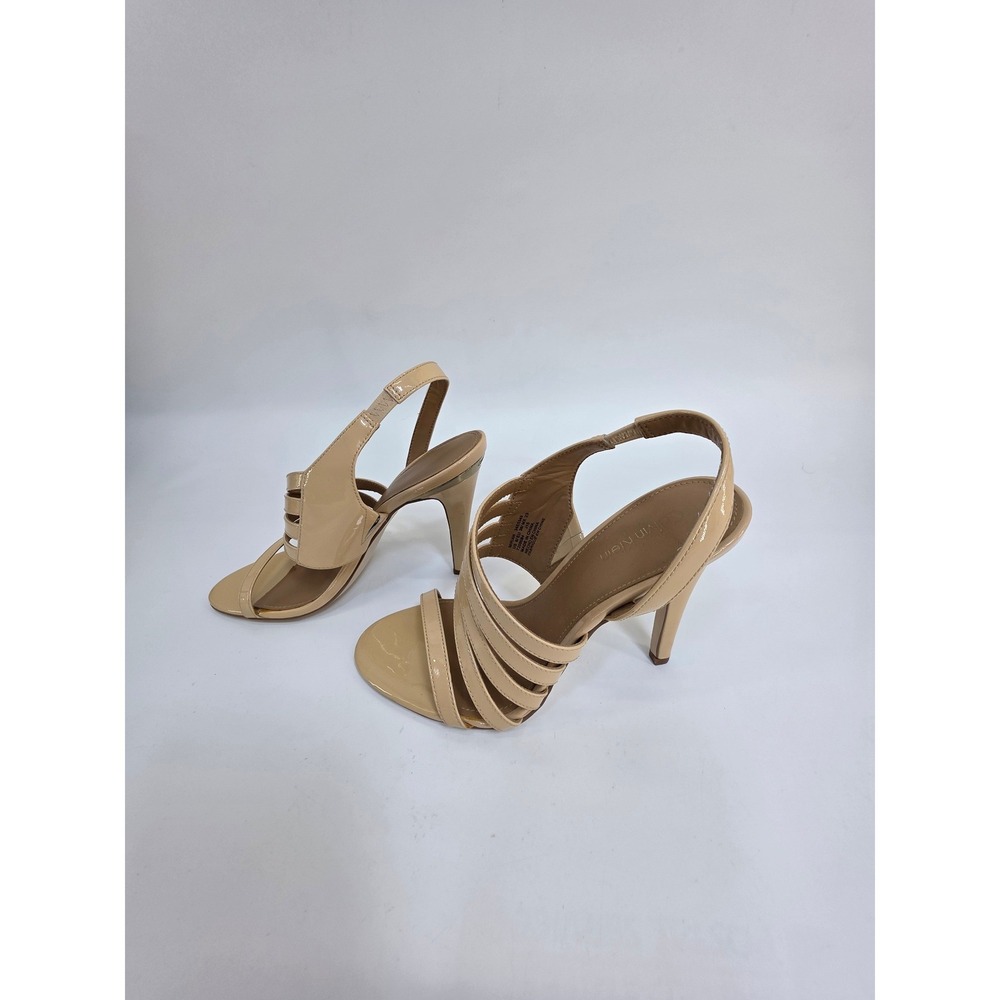 Calvin Klein Nude Patent Strappy Slingback Stiletto Heeled Sandals Womens Size 6 - Picture 2 of 5